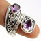 Vintage silver plated ring with purple crystals