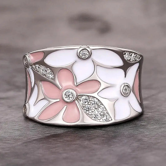 Hand-painted crystal ring in vintage style