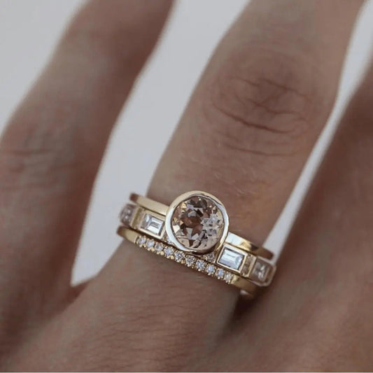 Vintage ring with gold zirconia