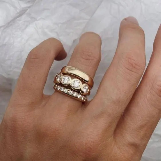 Gold ring set with forged diamond