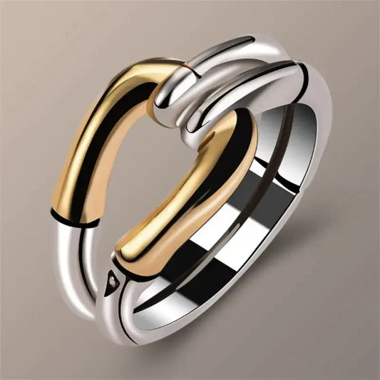 Braided vintage ring in gold and silver